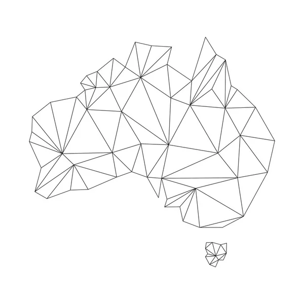 澳大利亚地图呈三角形 世界地图直线大陆 具有多边形线元素的澳大利亚大陆地图 在白色上孤立的向量图 — 图库矢量图片