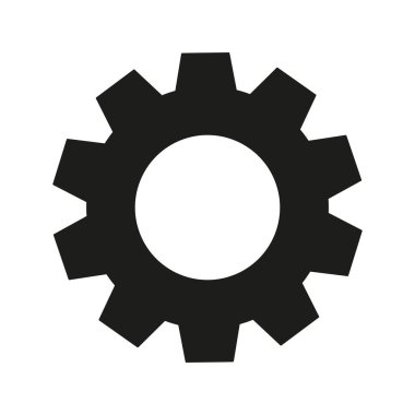 Vites simgesi. Çarklı siyah sembol. Beyaz arkaplanda izole edilmiş vektör