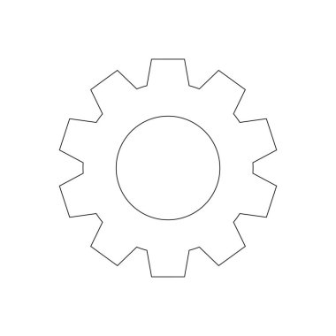 Vites çizgisi simgesi. Çarklı siyah ana hat sembolü. Beyaz arkaplanda izole edilmiş vektör