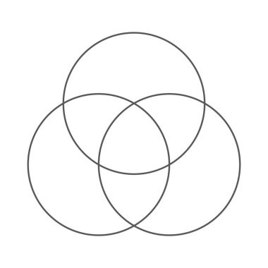 Çember çizgisi bilgi sembolü. 3 çapraz daire çizimi. Vektör beyazda izole edildi.