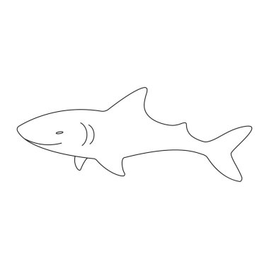 Köpek balığı oltası sembolü. Çizgi çizen köpekbalığı ikonu. Vektör beyazda izole edildi.