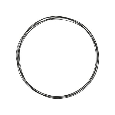 Devamlı çizgi çemberi. Minimalizm doğrusal sanat konsepti. Vektör beyazda izole edildi.