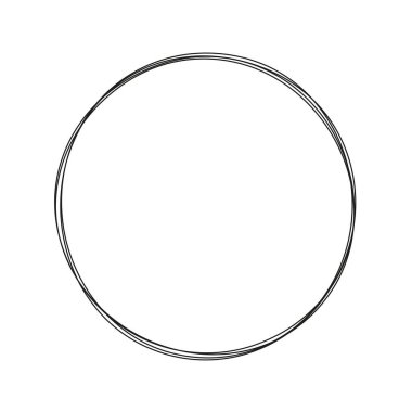 Devamlı çizgi çemberi. Minimalizm doğrusal sanat konsepti. Vektör beyazda izole edildi.