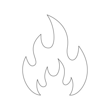 Ateş hattı sembolü. Ateş alevi ana hatları şekilli. Doğrusal uyarı işareti. Beyaz arkaplanda izole edilmiş vektör.