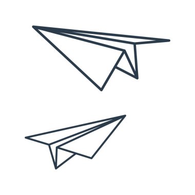 Kağıt hat uçaklar ayarlandı. İleti doğrusal sembol koleksiyonu gönderiliyor. Vektör beyazda izole edildi.