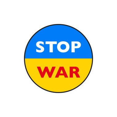 Ukrayna bayrağı. Savaşı durdurun sembolü. Ulusal Ukrayna dairesel bayrak ikonu. Vektör illüstrasyonu beyazda izole edildi.