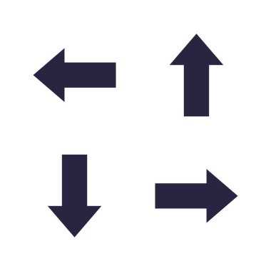 Ok simgesi ayarlandı. Sol, yukarı, aşağı ve sağ ok siyah koleksiyonu. Vektör beyazda izole edildi.