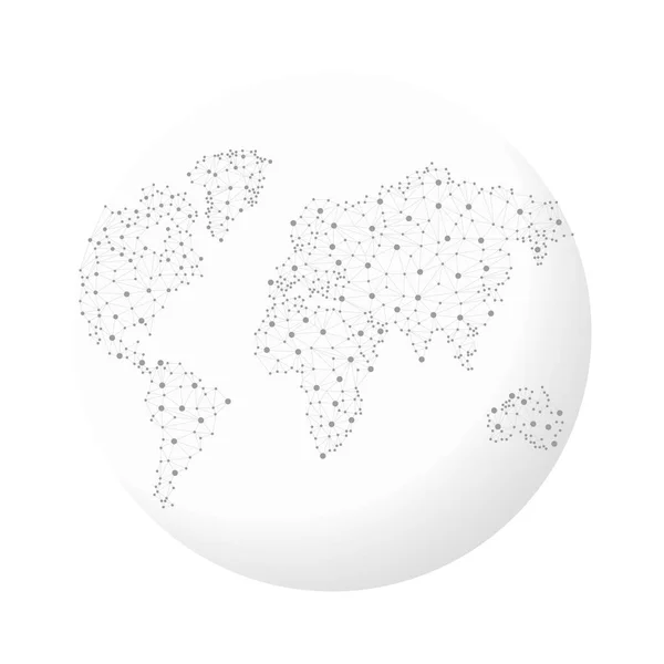 Mapa Mundial Con Formas Triangulares Conectadas Globo Terrestre Con Elementos — Vector de stock