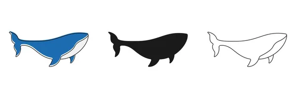 Wale Sammeln Tiere Pottwale Verschiedenen Posen Gruppe Von Meerestieren Vektor — Stockvektor