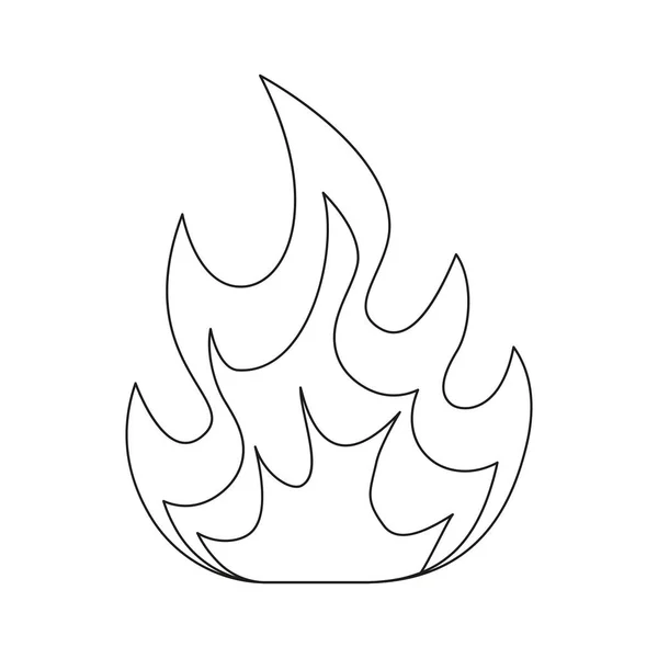 消防署のシンボルだ 炎の輪郭の形 直線標識に警告 白地に隔離されたベクトル — ストックベクタ