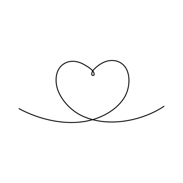 Ligne Coeur Icône Continue Symbole Contour Amoureux Valentine Day Design — Image vectorielle