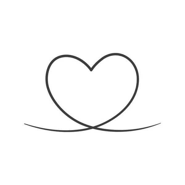 Ligne Coeur Icône Continue Symbole Contour Amoureux Vecteur Isolé Sur — Image vectorielle