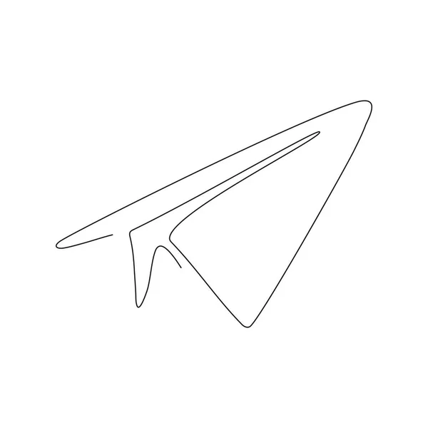 Бумажный Самолет Непрерывный Рисование Одной Линии Отправка Сообщения Линейной Плоскости — стоковый вектор