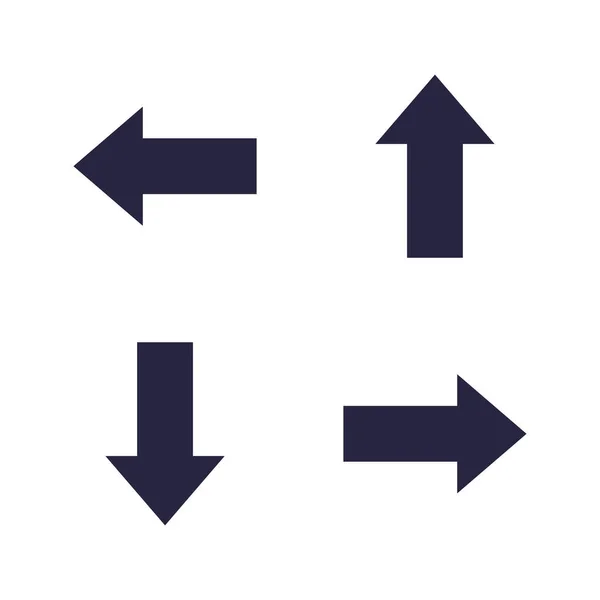 Pfeilsymbole Gesetzt Links Oben Unten Und Rechts Pfeil Schwarze Sammlung — Stockvektor