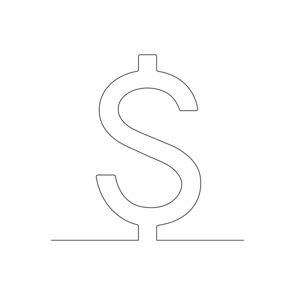 ドル1行の図面記号 白に隔離されたベクトル — ストックベクタ