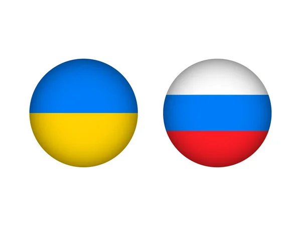 乌克兰和俄罗斯国旗 乌克兰诉俄罗斯 停止战争 在白色上隔离的病媒 — 图库矢量图片