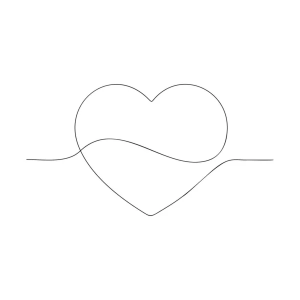 Ícone Contínuo Linha Cardíaca Símbolo Contorno Amor Vetor Isolado Branco — Vetor de Stock