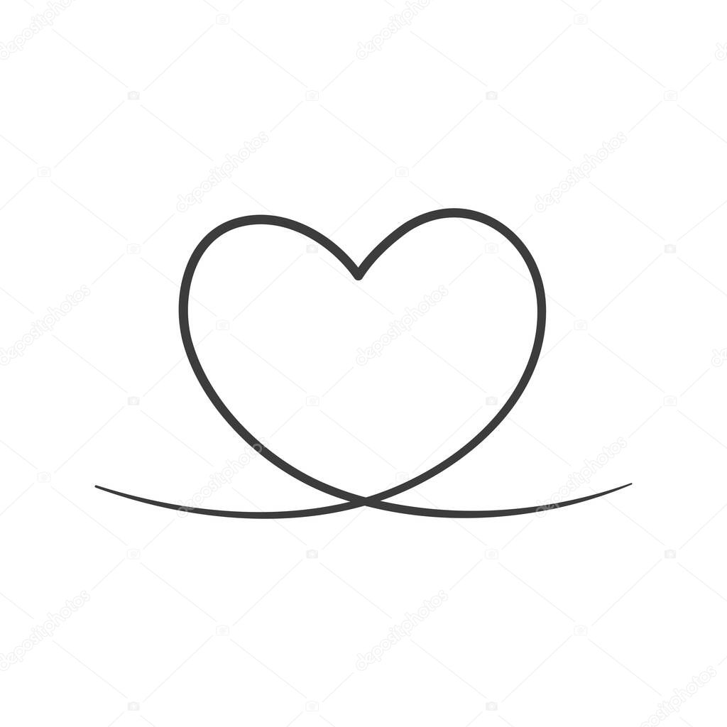 Heart line continuous icon. Love outline symbol. Vector isolated on white.