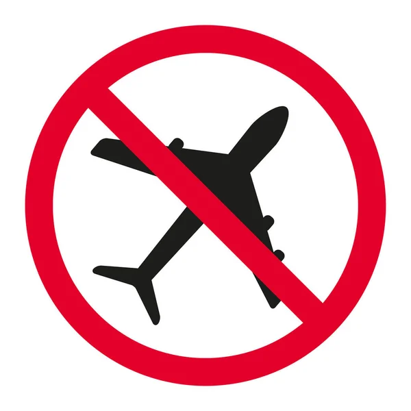 Vuele Icono Prohibido Detener Símbolo Del Avión Señal Cielo Cerrado — Vector de stock