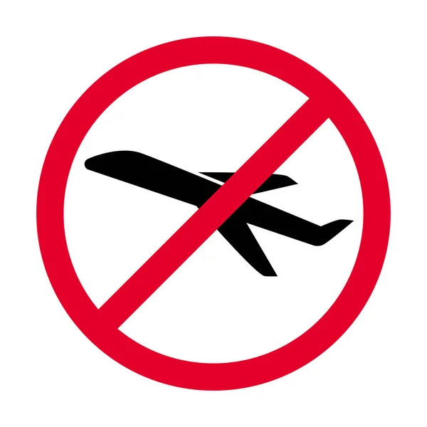 Vuele Icono Prohibido Detener Símbolo Del Avión Señal Cielo Cerrado — Archivo Imágenes Vectoriales