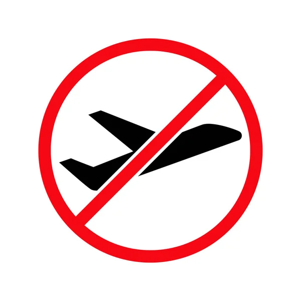 Flyg Inte Ikon Förbjudet Stopp Flygplan Symbol Stängd Himmelsskylt Vektor — Stock vektor