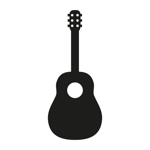 Guitar Icon Black Silhouette Musical Instrument Vector Illustration Isolated White — Stock Vector