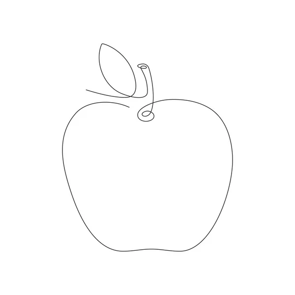 Jabłko Owoc Ciągły Linia Sztuka Wektor Izolowany Białym — Wektor stockowy