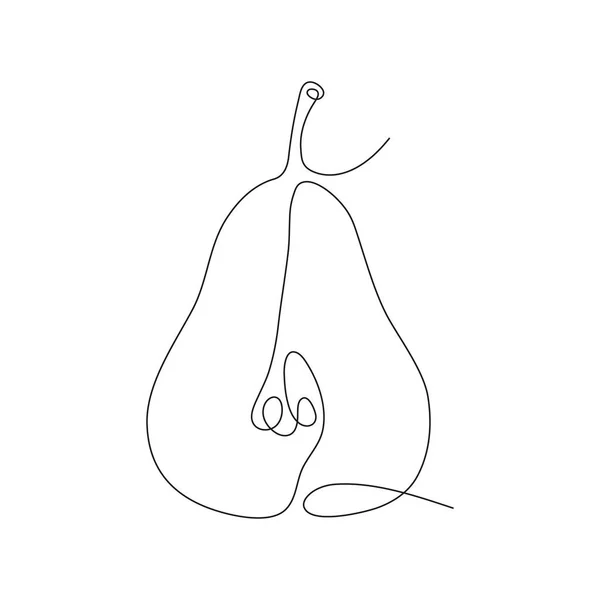 梨の果物の連続ラインアート 手描き梨 白に隔離されたベクトル — ストックベクタ