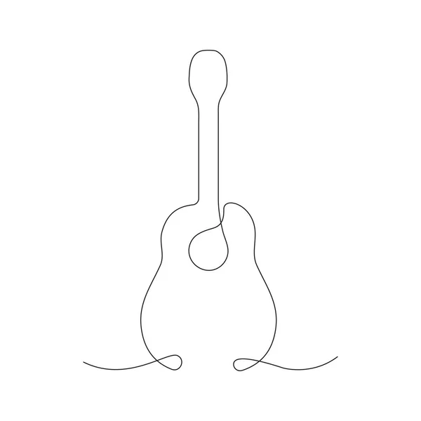 Guitar Continuous Line Art Musical Linear Instrument Vector Illustration Isolated — Stock Vector
