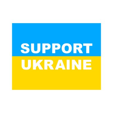 Ukrayna yazıt kavramını destekleyin. Ukrayna bayrağı ve yardım konsepti ile pankart. Vektör beyazda izole edildi.