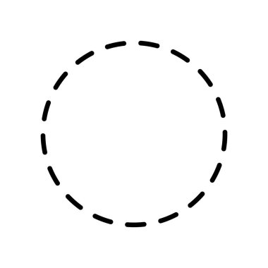 Noktalı daire rotası. Yuvarlak benekli element. Noktalar doğrusal yol. Vektör beyazda izole edildi