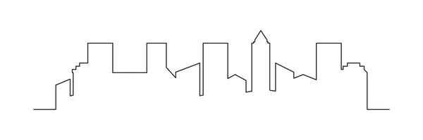 Linea Continua Che Disegna Edifici Cittadini Città Una Linea Art — Vettoriale Stock