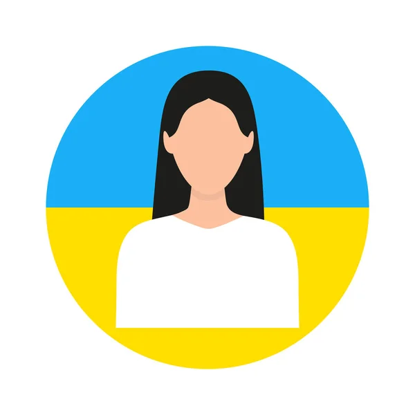 Kvinnlig Avatar Ukrainsk Flagg Kvinnlig Ikon Rund Form Vektor Illustration — Stock vektor