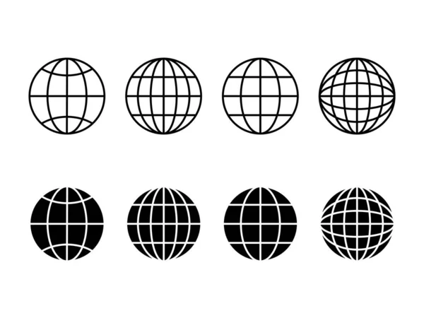 Globus Ikonen Große Menge Sammlung Von Symbolen Aus Dem World — Stockvektor