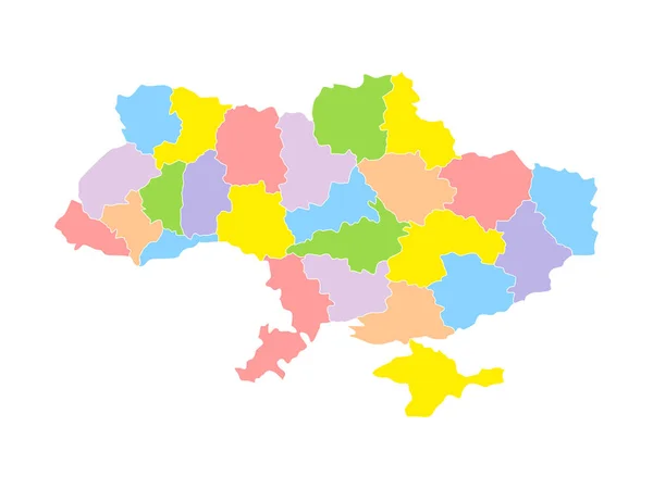 Carte Couleur Ukraine Territoire Frontalier Ukrainien Séparé Sur Les Régions — Image vectorielle