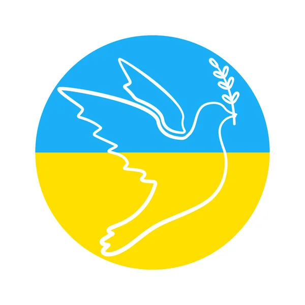 Holubice Míru Ukrajinské Vlajce Bílý Pták Svačinou Míru Vektor Izolovaný — Stockový vektor