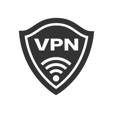 Kalkan ve kablosuz ağ simgesi. Koruma işareti. Vektör beyazda izole edildi.