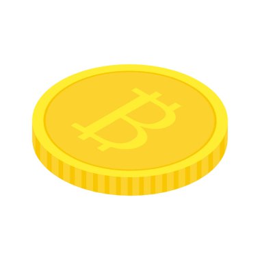 Altın bitcoin para. Isome altın kripto para birimi simgesi. Zenginlik sembolü. Vektör illüstrasyonu beyazda izole edildi.