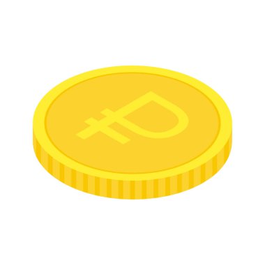Altın ruble para. Isome altın para ikonu. Zenginlik sembolü. Vektör illüstrasyonu beyazda izole edildi.