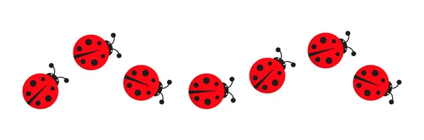 Ladybugs Lijn Pictogram Groep Leuke Lieveheersbeestjes Vector Illustratie Geïsoleerd Wit — Stockvector