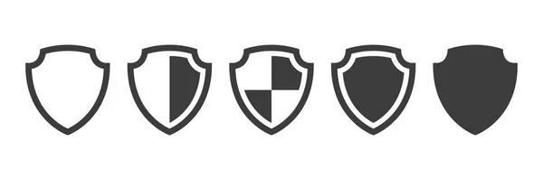 Schildsymbole Gesetzt Schutz Sicherheitssymbol Vektor Illustration Isoliert Auf Weißem Hintergrund — Stockvektor