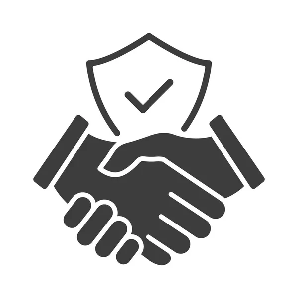 Handshake Shield Icon Business Agreement Check Mark Protect Secure Sign — ストックベクタ