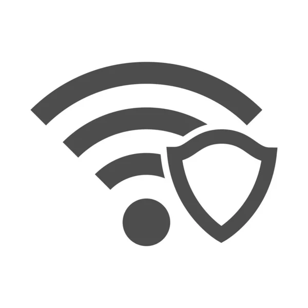 盾牌和Wifi图标 保护标志 在白色上隔离的病媒 — 图库矢量图片