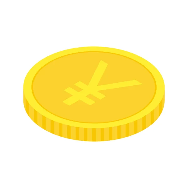 Gold Yen Coin Isometric Golden Money Icon Chinese Yuan Symbol — стоковый вектор