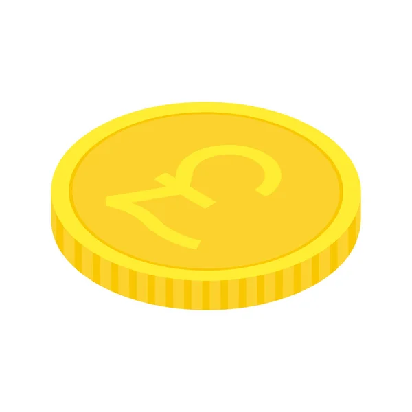 Gold Pound Sterling Coin Isometric Golden Money Icon Wealth Symbol — стоковый вектор