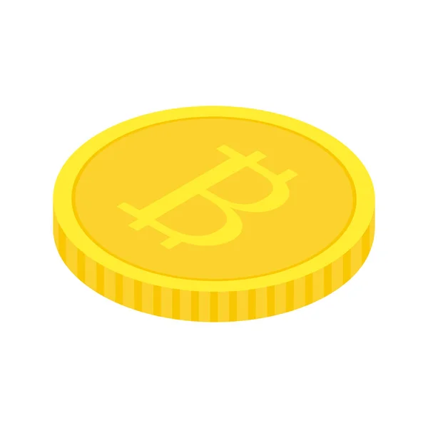 Gold Bitcoin Coin Isometric Golden Crypto Currency Icon Wealth Symbol — 스톡 벡터