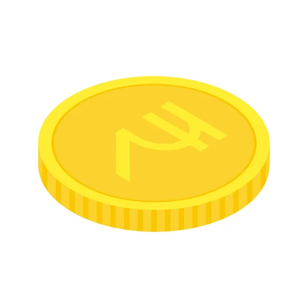 Gold Indian Rupee Coin Isometric Golden Money Icon Inr Symbol — Vector de stock
