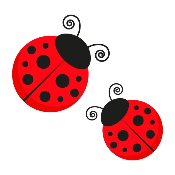 Ladybug Cute Character Set Red Tiny Ladybirds Group Vector Isolated — Vettoriale Stock