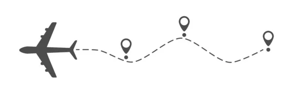Flugzeugtrasse Flugroute Mit Startpunkt Und Gestrichelter Linienführung Reisekonzept Vektor Illustration — Stockvektor