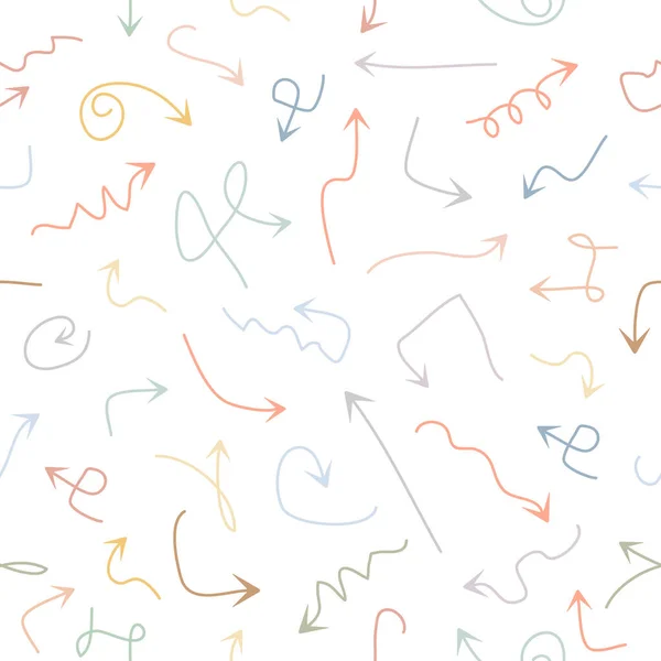 Flèches Colorées Motif Sans Couture Flèche Gribouillée Dessinée Main Illustration — Image vectorielle